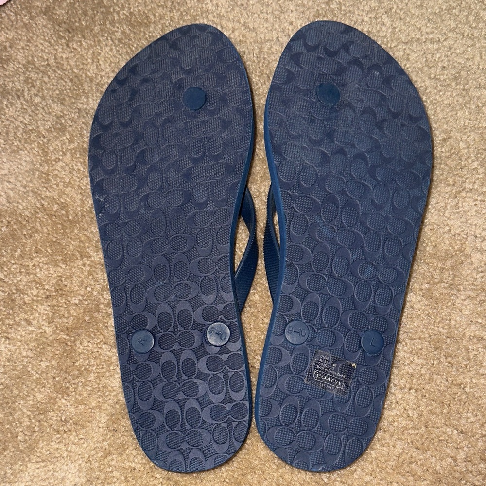 Coach Teal and Navy Flip Flops - Picture 3 of 4